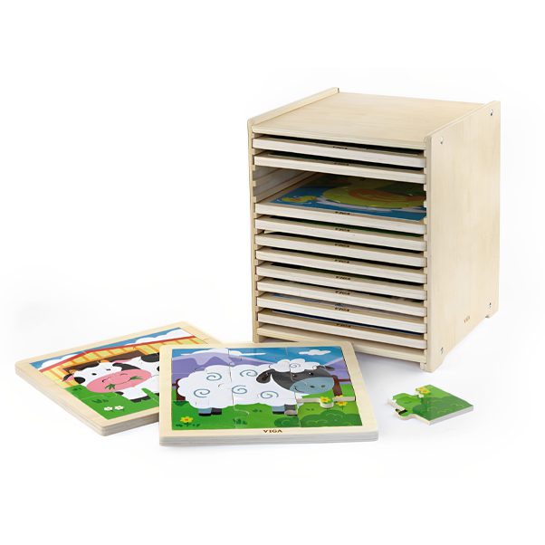 SET OF 12- 9 PIECE PUZZLE WITH STORAGE