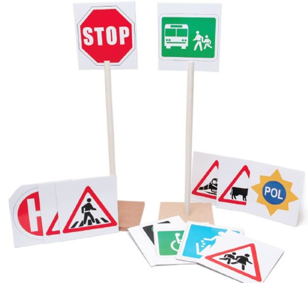 ROAD SIGNS 12 DESIGNS WITH 2 STANDS