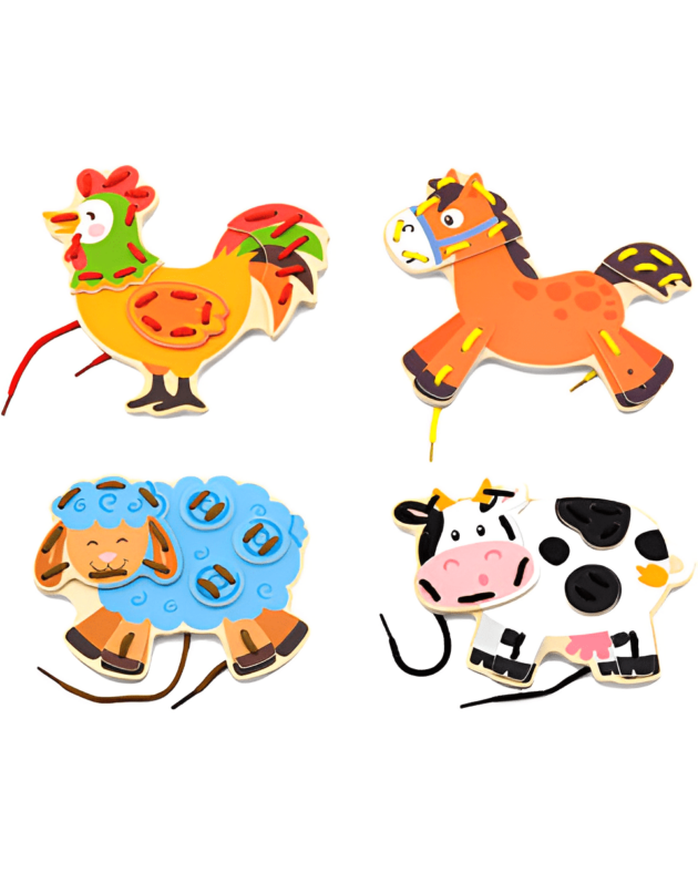 LACING FARM ANIMALS SET OF 4