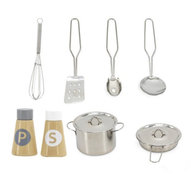 POTS AND PANS WITH UTENSILS